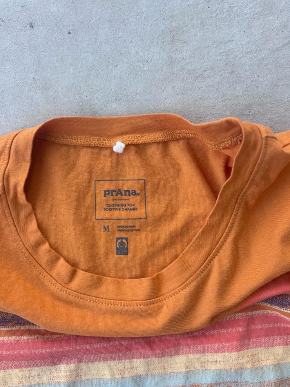 Prana Orange Short Sleeve Stripe Crew Tee (Women’s) - Picture 3 of 4